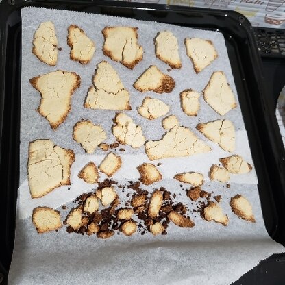 おからパウダーとココナッツオイルを使って作りました！袋で測ったので分量が適当だったのか、不揃いクッキーになりました笑
おいしかったです！
次はちゃんと測ります！